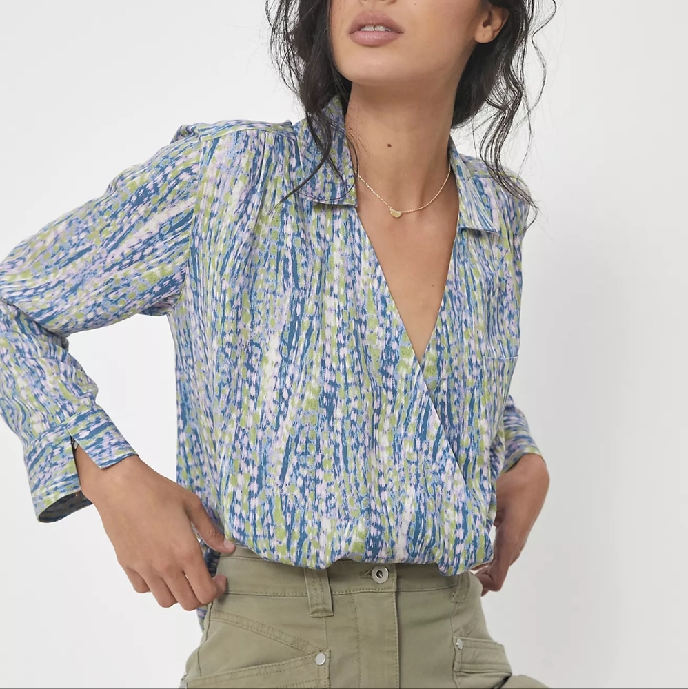 Anthropologie Pilcro Tisha Surplice Blouse Size Small